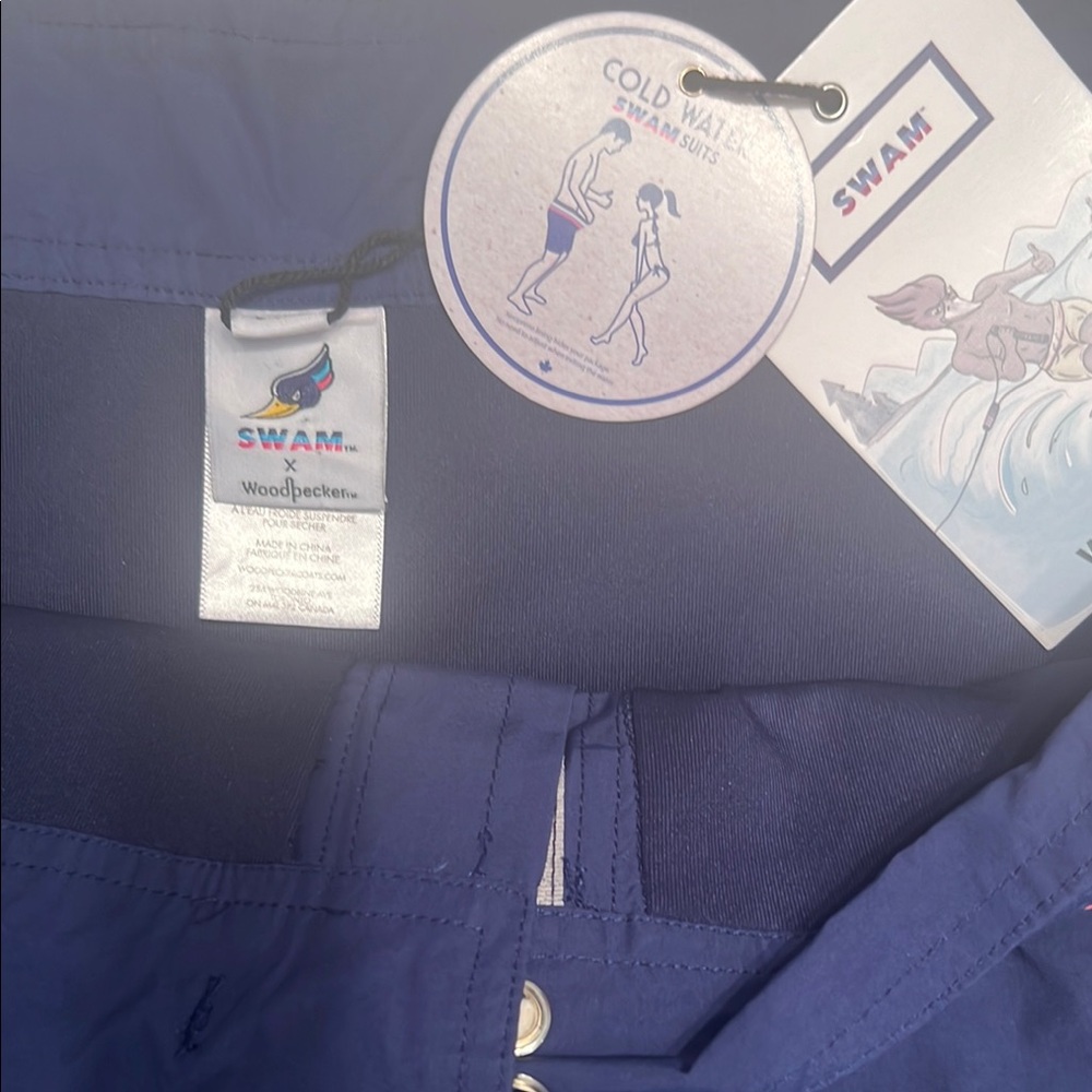 Blue and Red Swim Trunks with Drawstring Closure - Picture 6 of 8